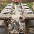thumbnail image 4 of Grey Rabbits Table Runner - 120 Inch Long Pine Cones Brown Plants Rustic Leaves Vintage Cotton and Linen Blended Dress Scarves Farmhouse Table Runner for Kitchen Dining, Coffee Table, 13" x 120", 4 of 8