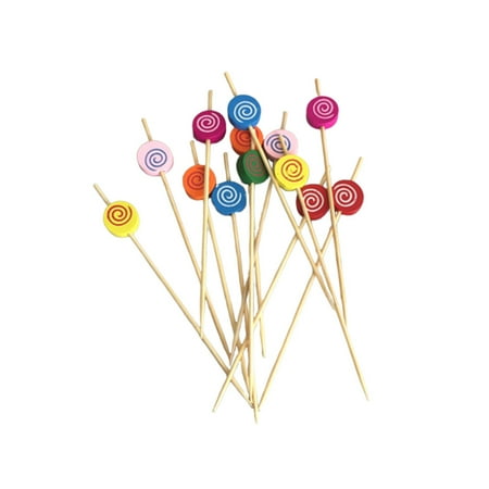 

100pcs Lollipop Fruit Picks Dessert Decorative Pick Cocktail Sticks Party Supplies for Hotel KTV Bar Mixed Color