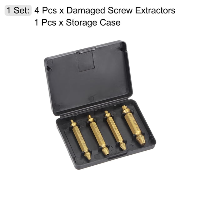 4 pcs Drill Bit Set Broken Head Screw Removal Tool Bolt Screw Extractor Breaker Screw Remover Stripping Tool titanize