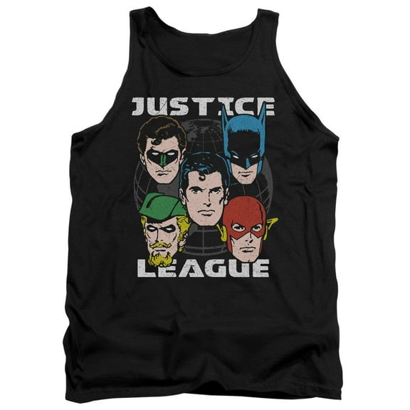 JLA Justice League Head Of States Adult Tank Top Black