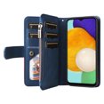 thumbnail image 6 of Dteck Case for Samsung Galaxy A14 5G,Magnetic Closure Leather Zipper Wallet Case 9 Card Slots Shockproof Kickstand Hybrid Rubber Cover with Wrist Strap for Galaxy A14 5G,Blue, 6 of 9