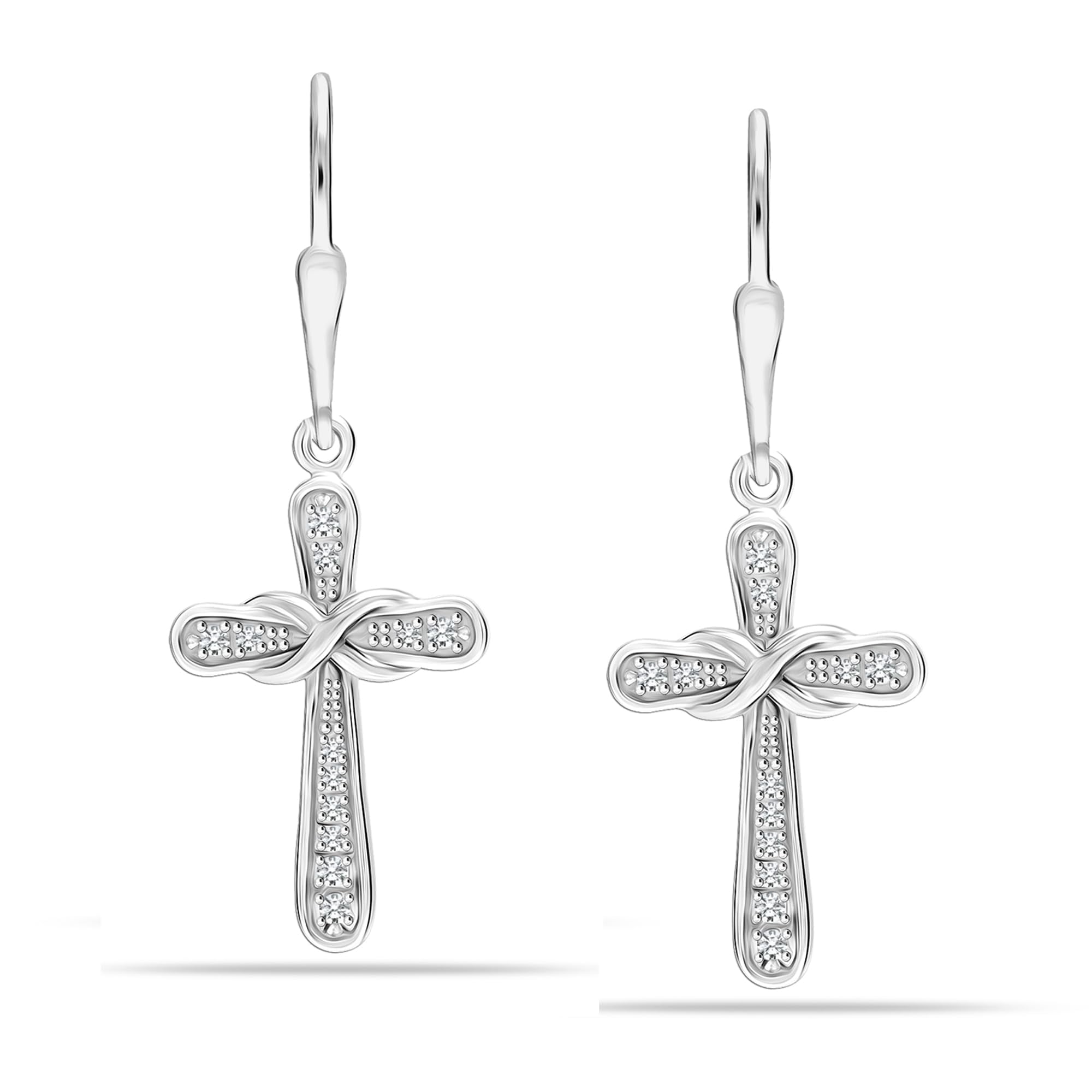 LeCalla 925 Sterling Silver Jewelry Rhodium Plated Infinity Lever Back Cross Dangle Drop Earrings for Women and Teen 37MM