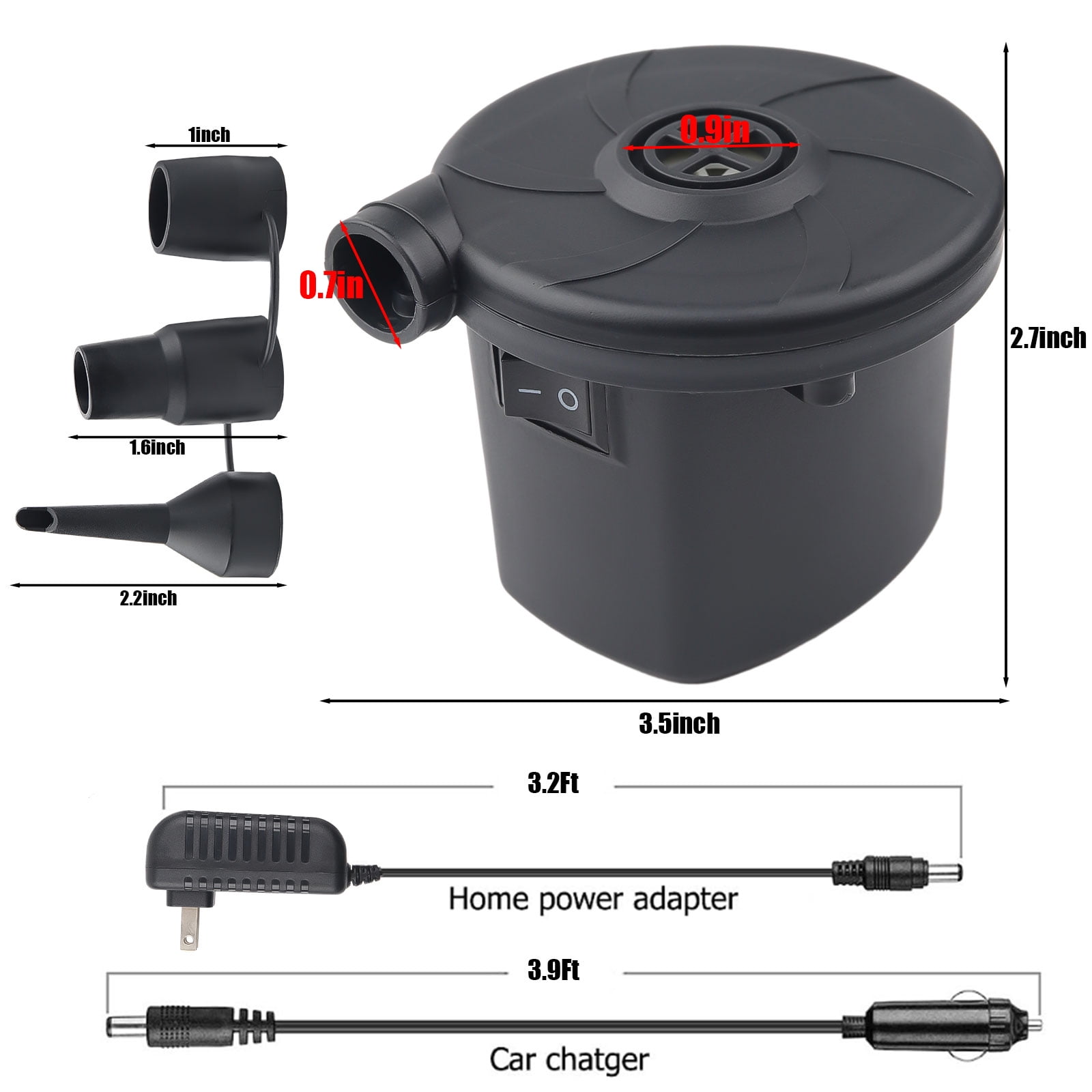 Airkoul Household Electric Air Pump Pump Inflator Deflator Cushions,Black