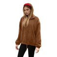thumbnail image 2 of FAIWAD Women's Flannel Sweatshirt Quarter Zip Fleece Pullover with Drawstring Fuzzy Winter Warm Tops, 2 of 9