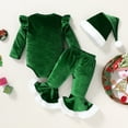 thumbnail image 3 of Younger Tree Newborn Baby Girl Christmas Outfits Toddler Santa Long Sleeve Romper Pants Hat Clothes Set for 6-12 Months, 3 of 7
