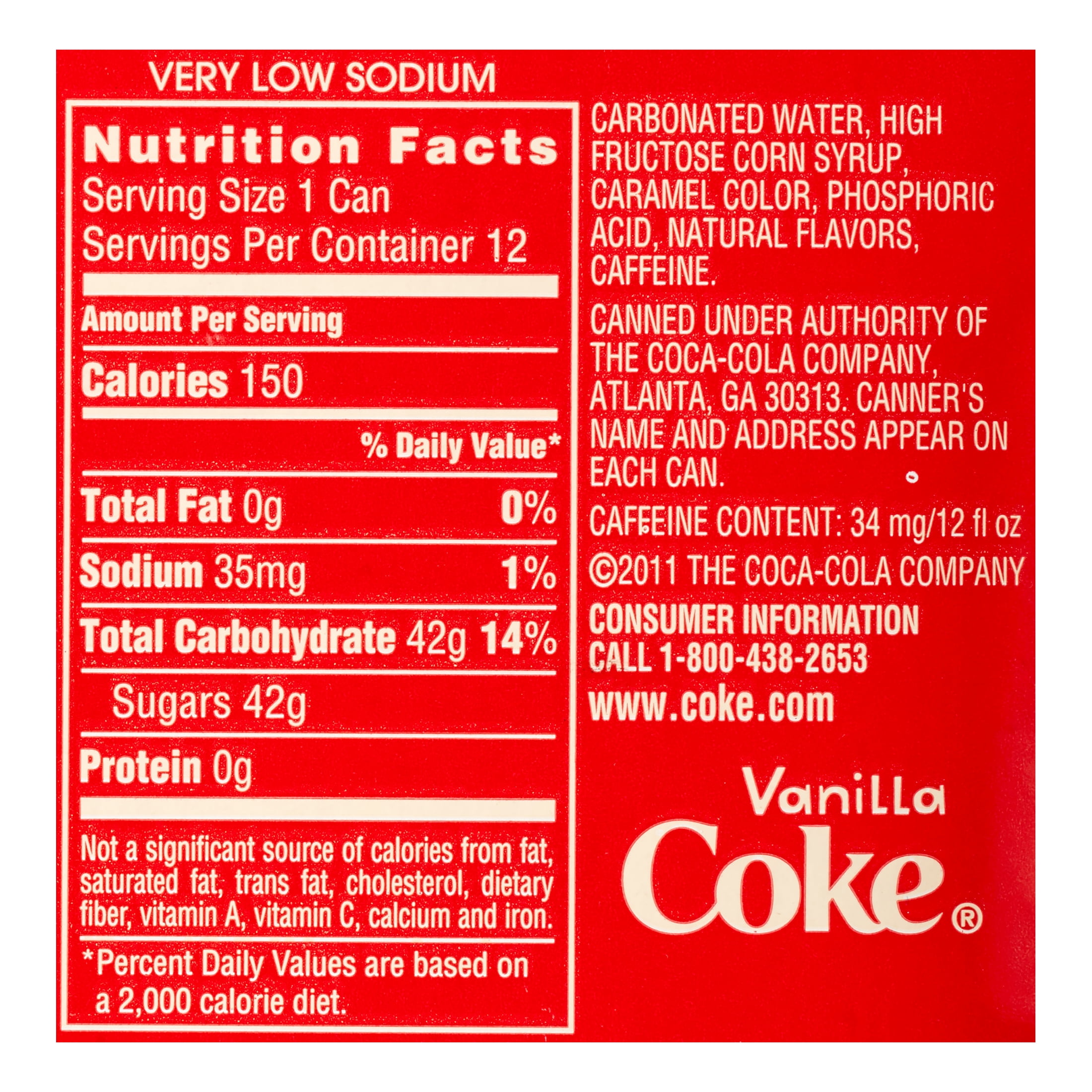 Diet Coke Label Nutrition