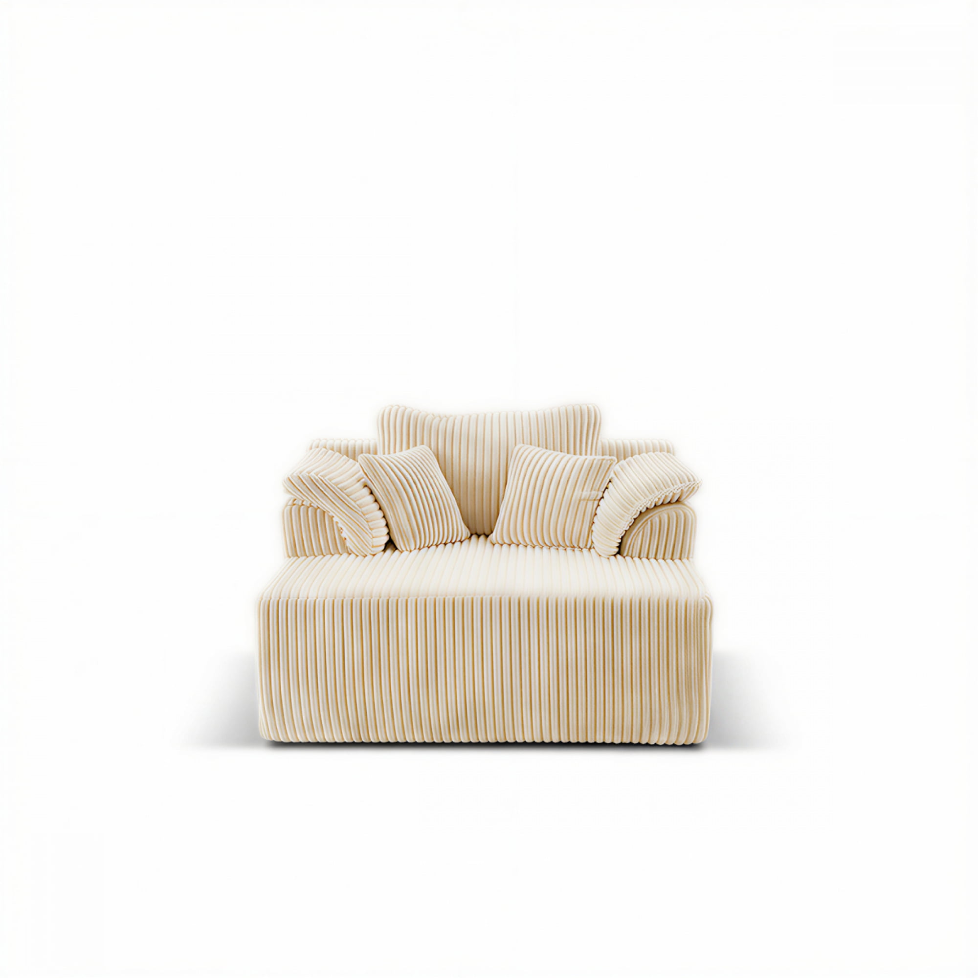 ChenyueFurn 60" Oversized Indoor Chaise Lounge Chair - Corduroy Boneless Cloud Sofa Bed with Deep Seat, No Assembly Required,Beige