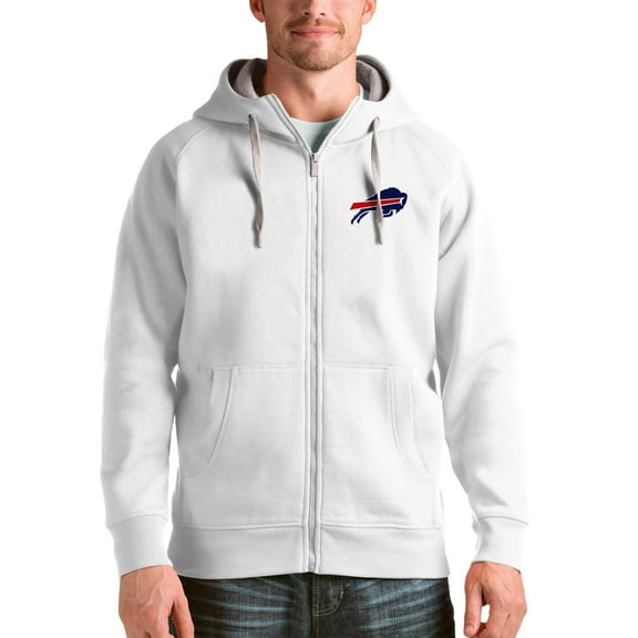 Men's Antigua White Buffalo Bills Victory Full-Zip Hoodie