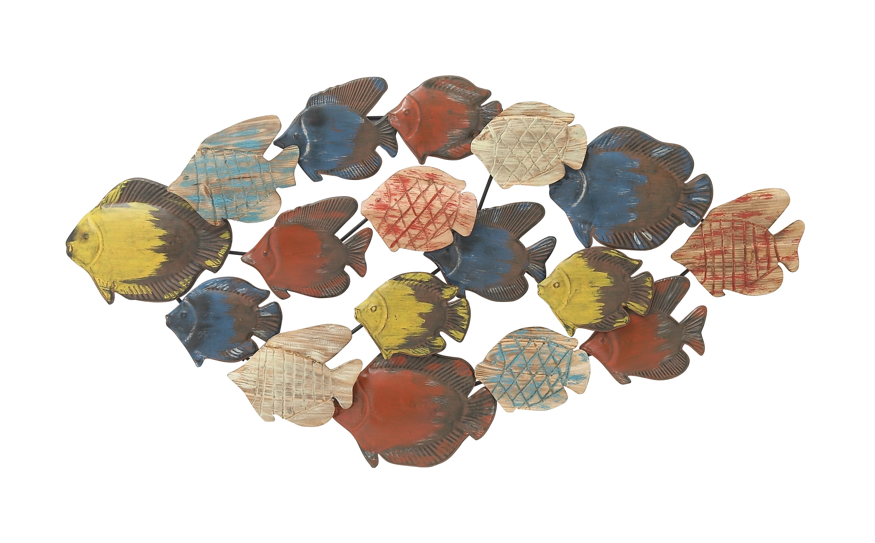 Adorable Metal Wood Fish Wall Decor