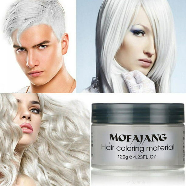 Unisex Women Men DIY Hair Color Wax Mud Dye Cream Temporary Modeling White  