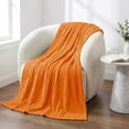 thumbnail image 2 of Utopia Bedding Fluffy Striped Fleece Blanket Burnt Orange Throw, 50x60 Inch Warm, Lightweight, Ribbed, Soft, Cozy, Bed, Sofa, Chair, Home Decor, Gift, 2 of 5
