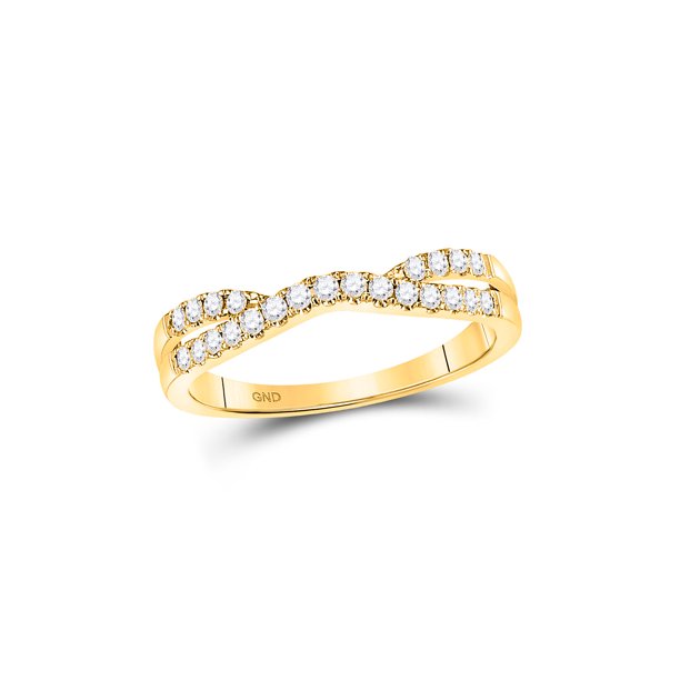 GemApex 14kt Yellow Gold Womens Round Diamond Contour