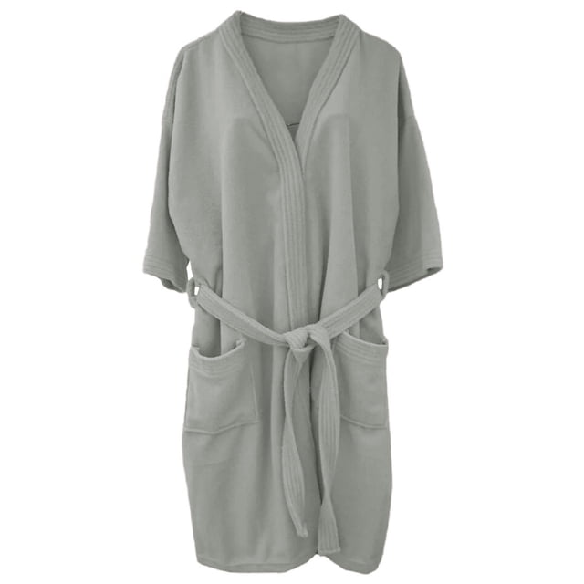 Bata de Baño MELOCOTTON Color Gris Unitalla Unisex 100% Algodón Absorbente Lisa