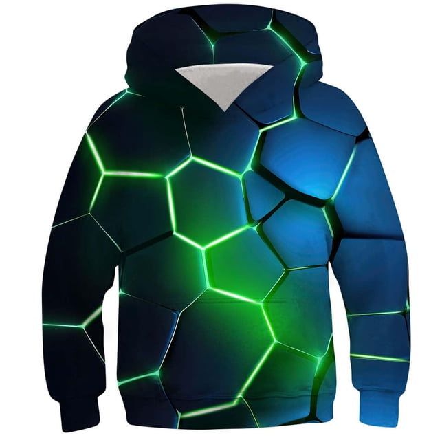 RXIRUCGD Chemise pour Enfants à Manches Longues T-shirt Imprimé Col Rond Cool Garçon Sweat à Capuche (Vert, Taille : 7 Ans)