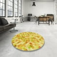 thumbnail image 4 of Ahgly Tapis Rond Lavable en Machine Intérieur Transitionnel Jaune Audacieux, 8 Pieds Rond, 4 of 7