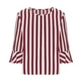 thumbnail image 6 of aidice Long Sleeve Shirts for Women Round Neck Flare Sleeve Loose Striped Pullover Casual Blouses Tops, 6 of 7