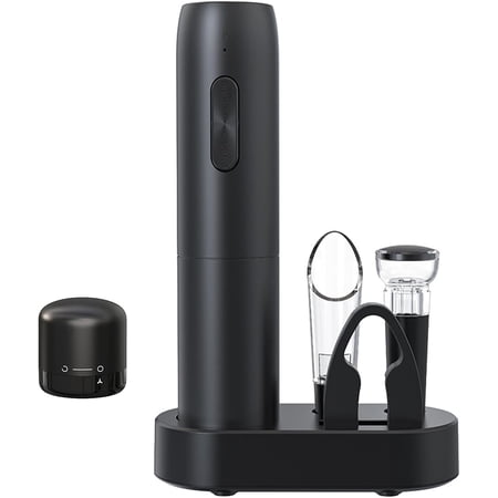 Sulypo Electric Wine Bottle Openers 5in1 with Foil Cutter, Aerator Pourer, Vacuum Stopper 5in1
