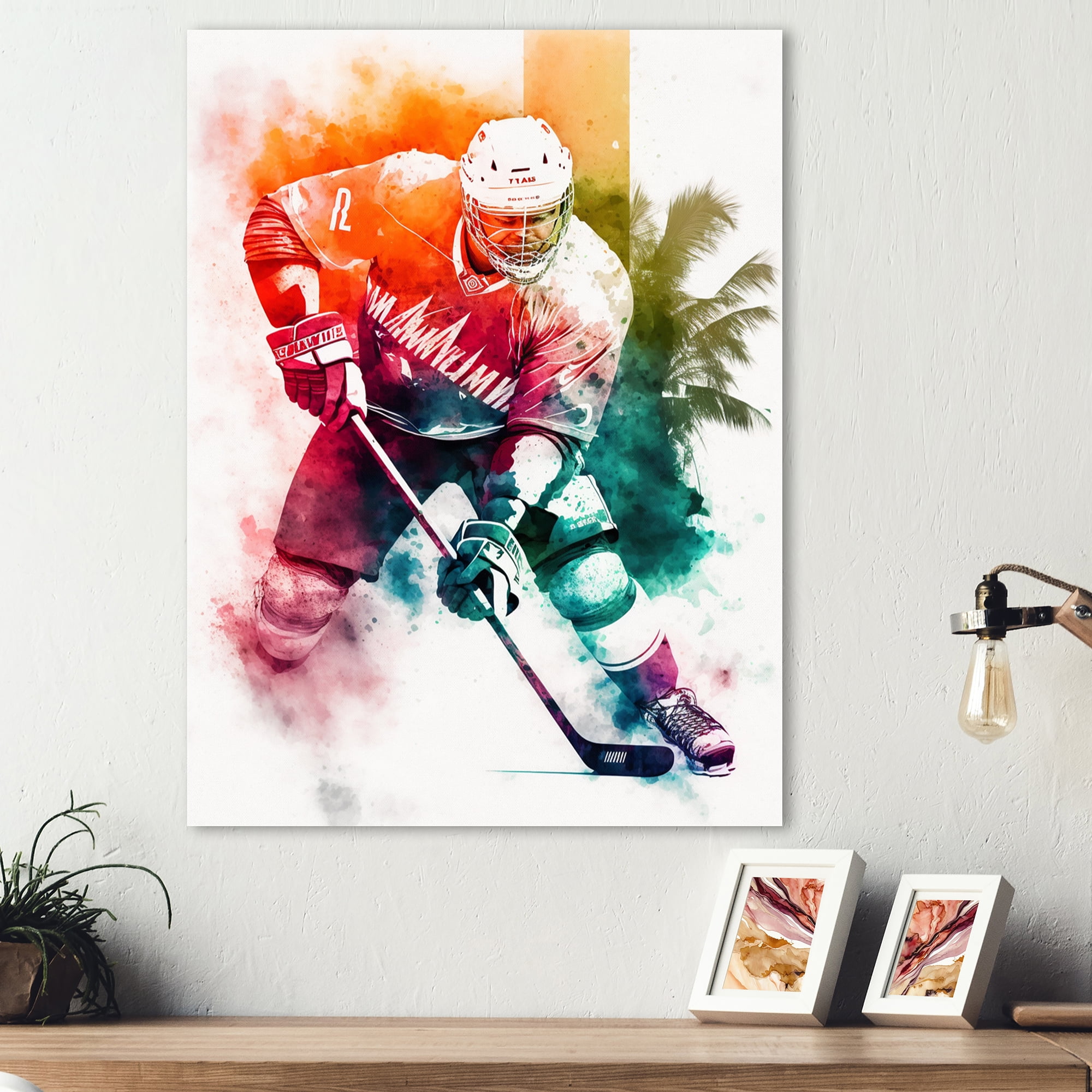 Designart Hockey Player On Ice During Game I Canvas Wall Art