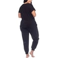thumbnail image 3 of Honeydew Women's 2-piece Pajama Cotton Blend Embroidered Top and Pants Lounge Set-Black / XL, 3 of 3