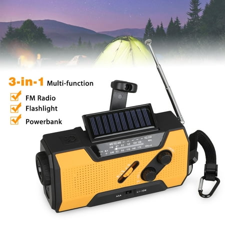 Solar Weather Radio, EEEKit Multi-Functional Hand Crank Emergency AM/FM/NOAA Weather Alert Radio with Flashlight, Reading Lamp and Cellphone