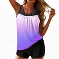 thumbnail image 2 of Womens Bathing Suits Two Piece Tank Tops Boyshorts Swimsuits High Waist Tummy Control Gradient Tankini Swimwear, S, 2 of 7