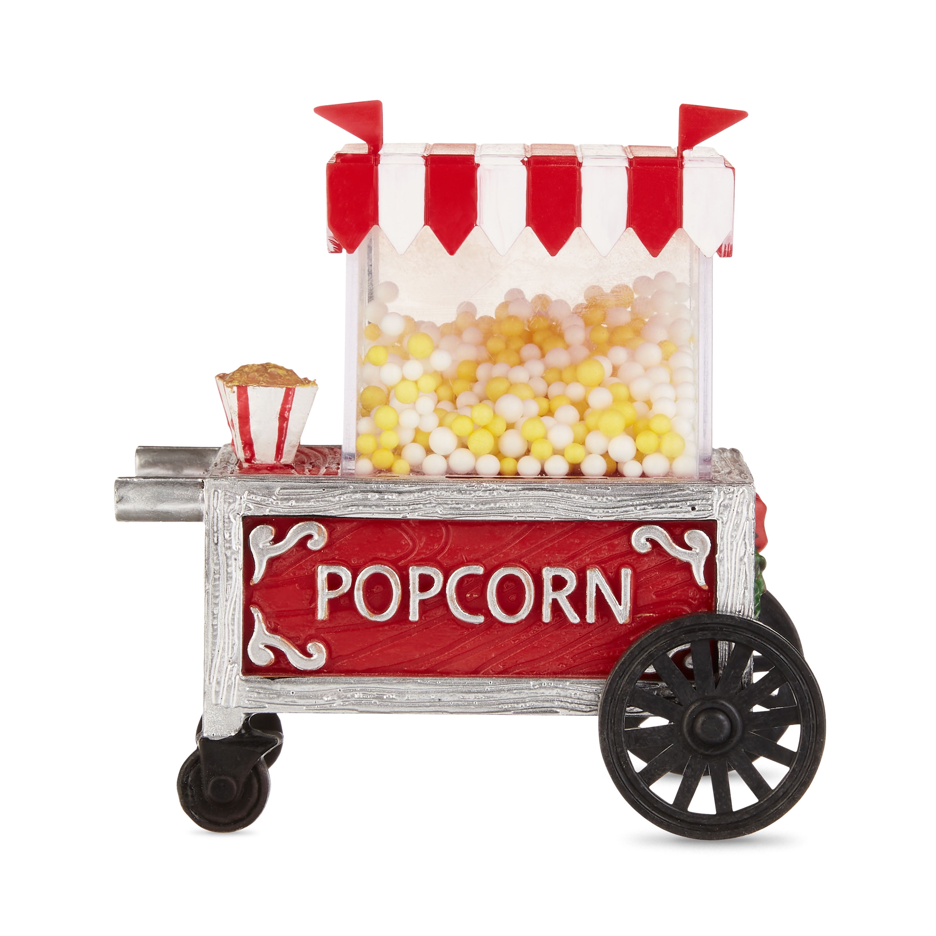 Holiday Time Christmas Village Indoor Decor Lighted Multi-Color Popcorn Stand Accessory, 3.75" Height