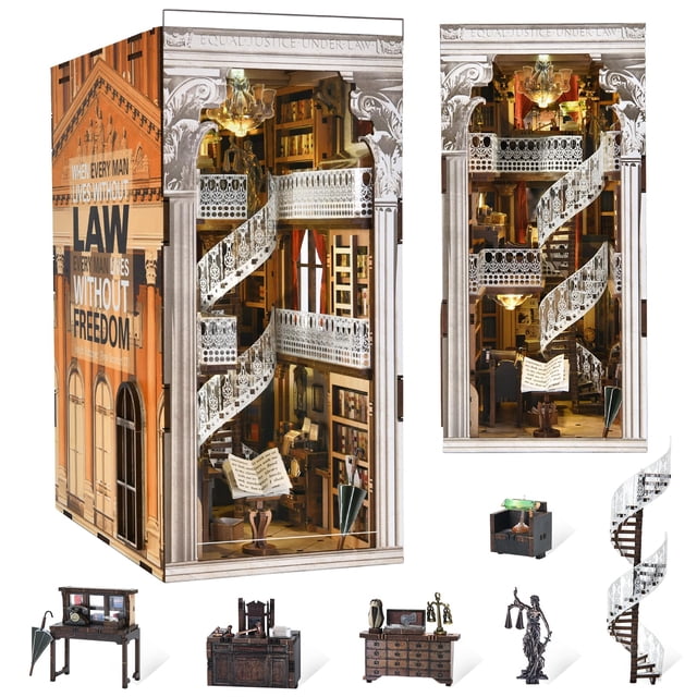 Kit Miniatura Biblioteca Jurídica en Madera 3D con LED CCCDF