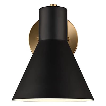 Sea Gull Lighting Towner Mid-Century Vanity Sconce Satin Brass One-Light Fixture