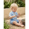 thumbnail image 5 of BemeyourBBs Newborn Baby Boy Summer Clothes Infant Baby Boys Ribbed Romper One Piece Outfit Cute Sailboat Marine Creatures Print Crew Neck Short Sleeve Jumpsuits, 5 of 9