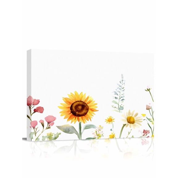 Sunflower Wall Art for Living Room, Canvas Picture Wall Decor for Bathroom Bedroom, Yellow Summer Botanical Country Painting Artwork for Office Kitchen Hallway Dining Room Home Decorations 16"x20"