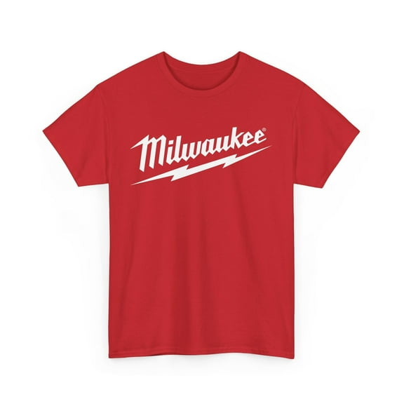 Milwaukee Tool Unisex Black Red Workwear Merch Inspired Design Heavy Cotton Tee