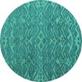 thumbnail image 1 of Ahgly Company Machine Washable Indoor Round Abstract Turquoise Blue Modern Area Rugs, 5' Round, 1 of 4