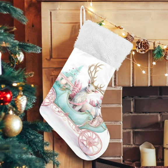 Ryvnso Christmas Stockings Christmas Deers 17.7" Large Stocking Decoration 1 Pack