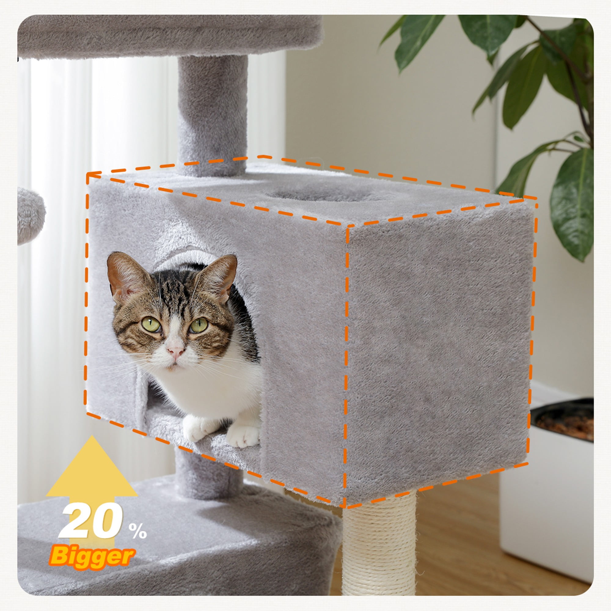 Kadyn 31.5" Cat Tree Tower for Adult Cats, Stable Cute Sisal Cat Climb Holder Cat Condo for Indoor Cats Lamb, Gray