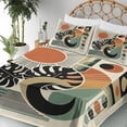thumbnail image 3 of Ambesonne Monstera Fitted & Top Sheet Set with Sham, Boho Mid Century Sun Leaf, Cinnamon Black Beige, 3 of 5