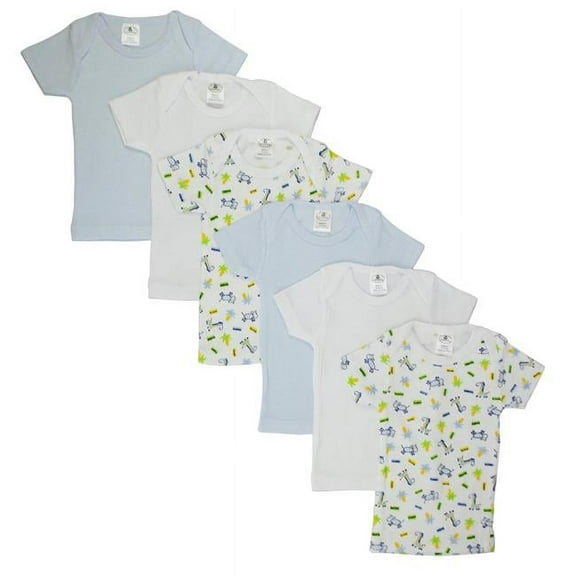 CS-058S-058S Girls Pastel Variety Short Sleeve Lap T-shirts, Blue & White - Small