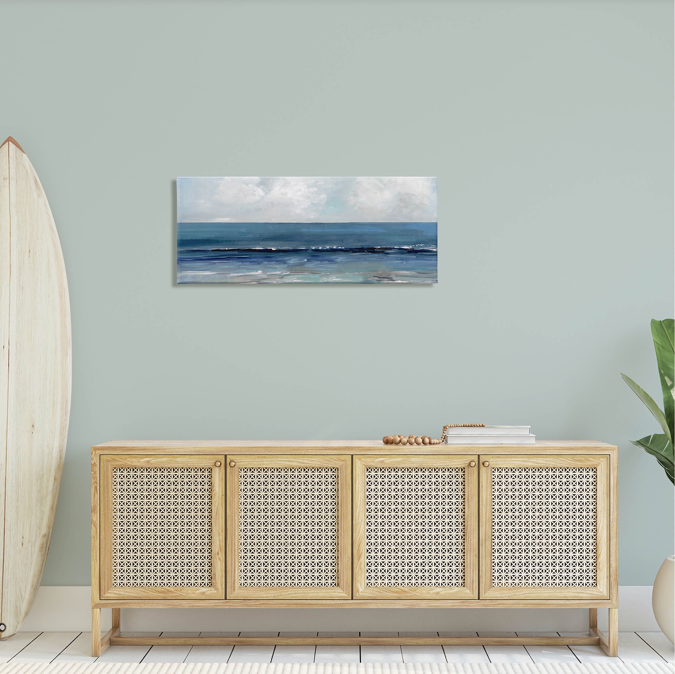 Stupell Industries Cloudy Ocean Waves Horizon Painting Gallery Wrapped Canvas Print Wall Art, Design by Sally Swatland