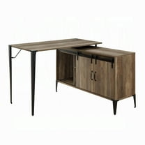 CoSoTower Rustic Oak Writing Desk with Sliding Barn Door