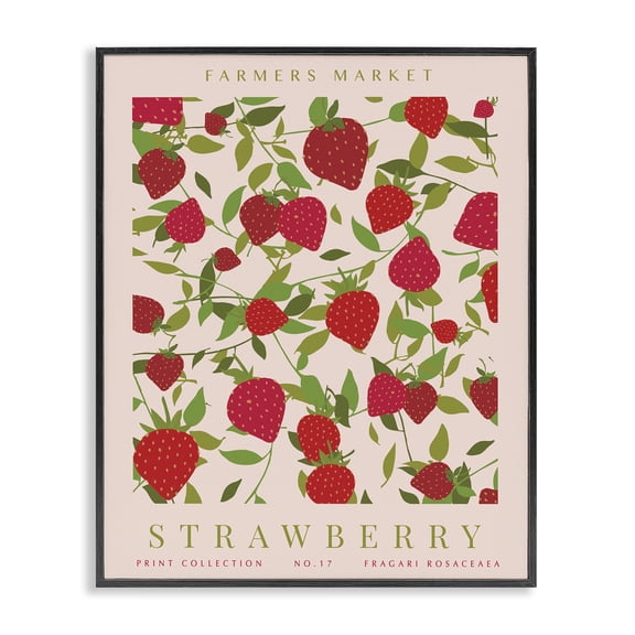 Stupell Industries Strawberry Gallery Print Food & Beverage Painting Black Framed Art Print Wall Art, 11 x 14