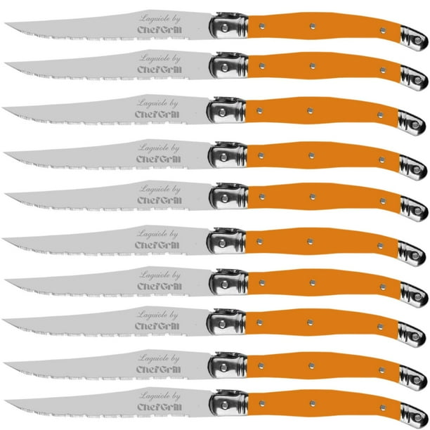 Juego de Cuchillos Laguiole Alto Templ LaguioleOrange 10 pzas 23 cm Naranja Acero Inoxidable VentDepot