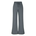 thumbnail image 5 of Women's Pants Cotton and Linen Casual Solid Color Drawstring Wide-leg With Pocket Plus Size Save 65% Instantly!, 5 of 8