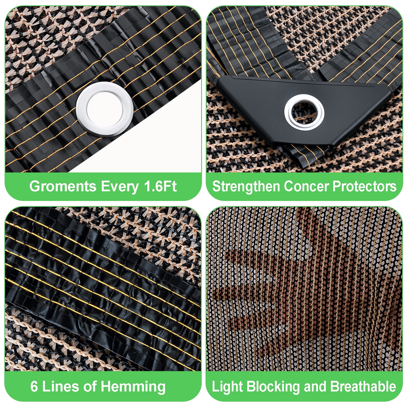 TERRALYX 90% Sun Shade Cloth,10' X 20' Pergola Shade Cover Canopy with Grommets,Mesh Tarp Shade Cloth for Patio, Outdoor, Garden, Backyard, Mocha