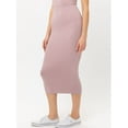 thumbnail image 3 of Women Solid Basic Casual Stretch Elastic Waist Bodycon Midi Pencil Skirt, 3 of 5