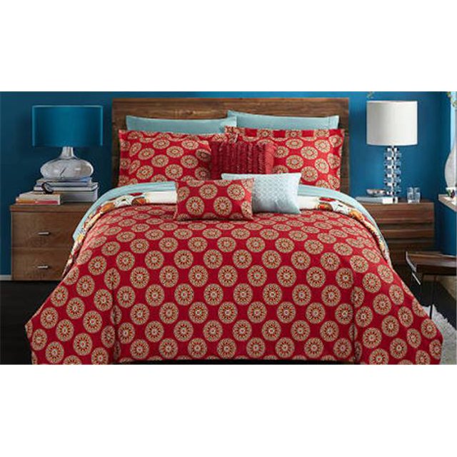 Chic Home CS5035 Couette Irving Lit Complet dans un Sac Set&44; Très Grand Size - Rouge&44; 10 Pièces