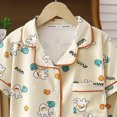 thumbnail image 4 of KPOPLK Girls Pjs Outfit Toddler Girl 2 Piece Button Down Cute Print Short Sleeve & Shorts Pjs Set Soft Fun Sleepwear for Kids Clothes Size 7-8 Years,Yellow, 4 of 5
