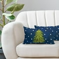 thumbnail image 5 of Blue Christmas Lumbar Pillow Covers 12X20 In Set of 2 Watercolor Green Xmas Tree Rectangular Pillow Cases Winter Holiday Pillowcase Cotton Linen Cushion Case Rustic Home Decor For Couch Porch Outdoor, 5 of 6
