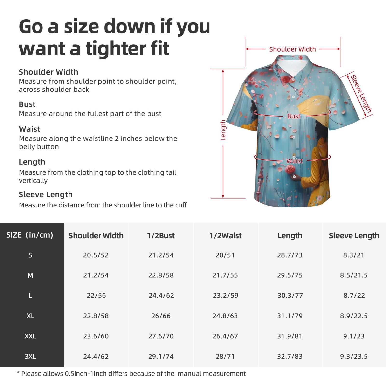 Logiee Woman Under Blossoming Tree Print Mens Hawaiian Shirts,Loose-Fit Short Sleeve Button Down Tropical Aloha Beach Shirt,Summer Vacation Wedding Tops,Large