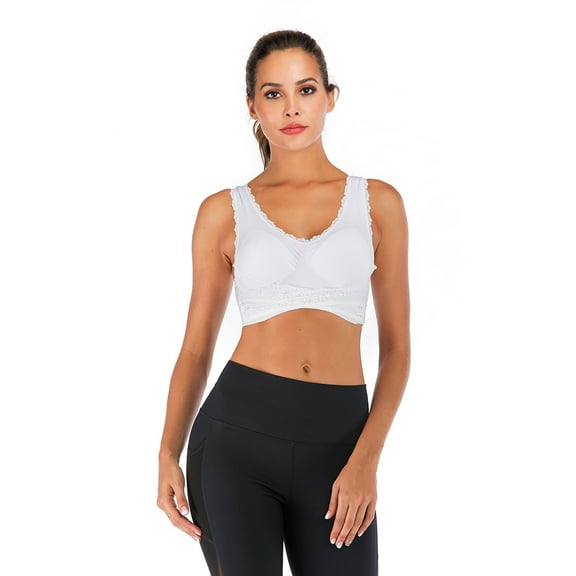 Women Seamless Lace Bras Cross Front Side Buckle Removable Bra for Daily Yoga Sports