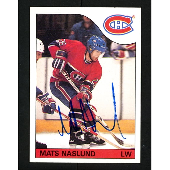 Mats Naslund Autographed 1985-86 Topps Card #102 Montreal Canadiens SKU #154146