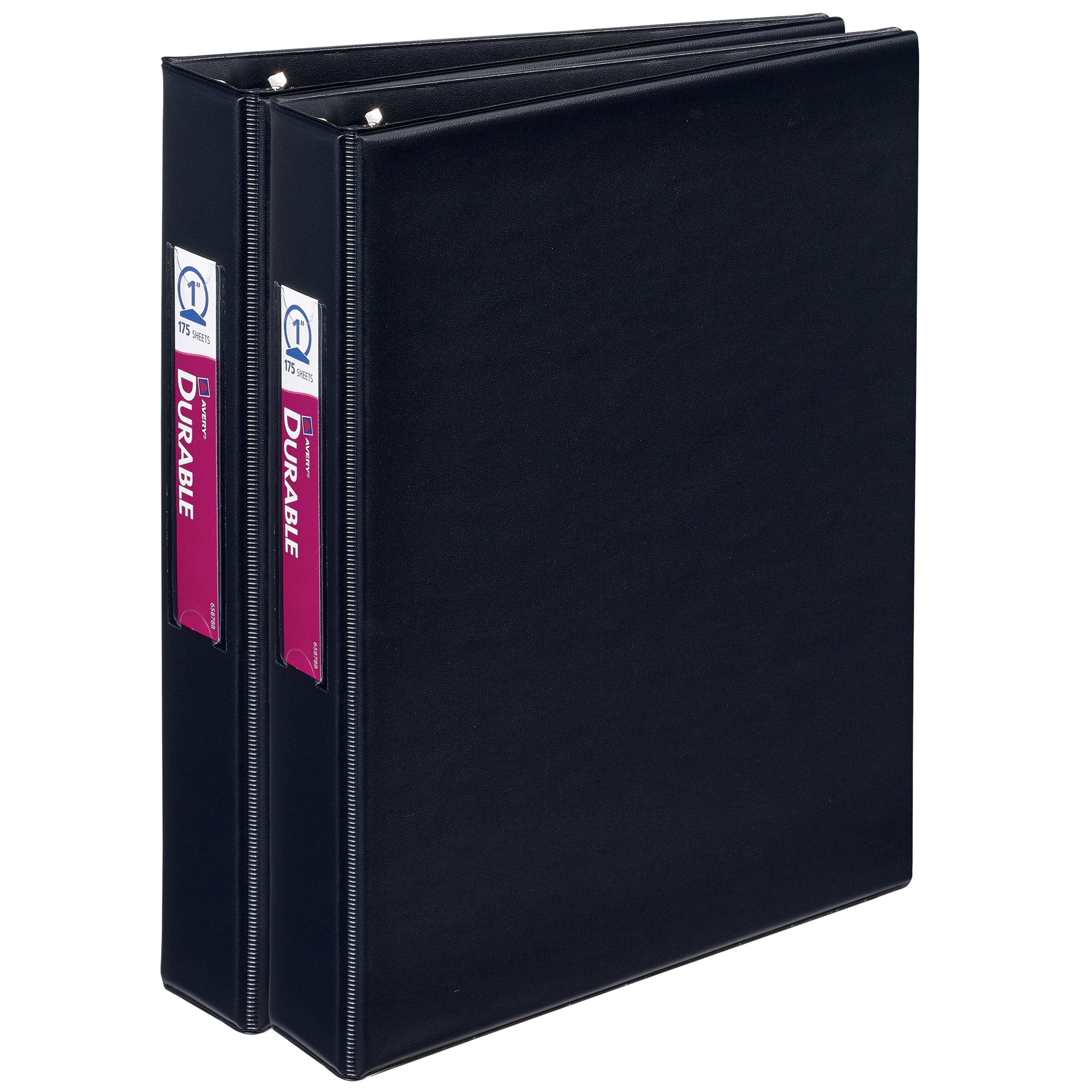 Mini Durable Binder, 1' Round Rings, 5-1/2' x 8-1/2', 2 Black Binders